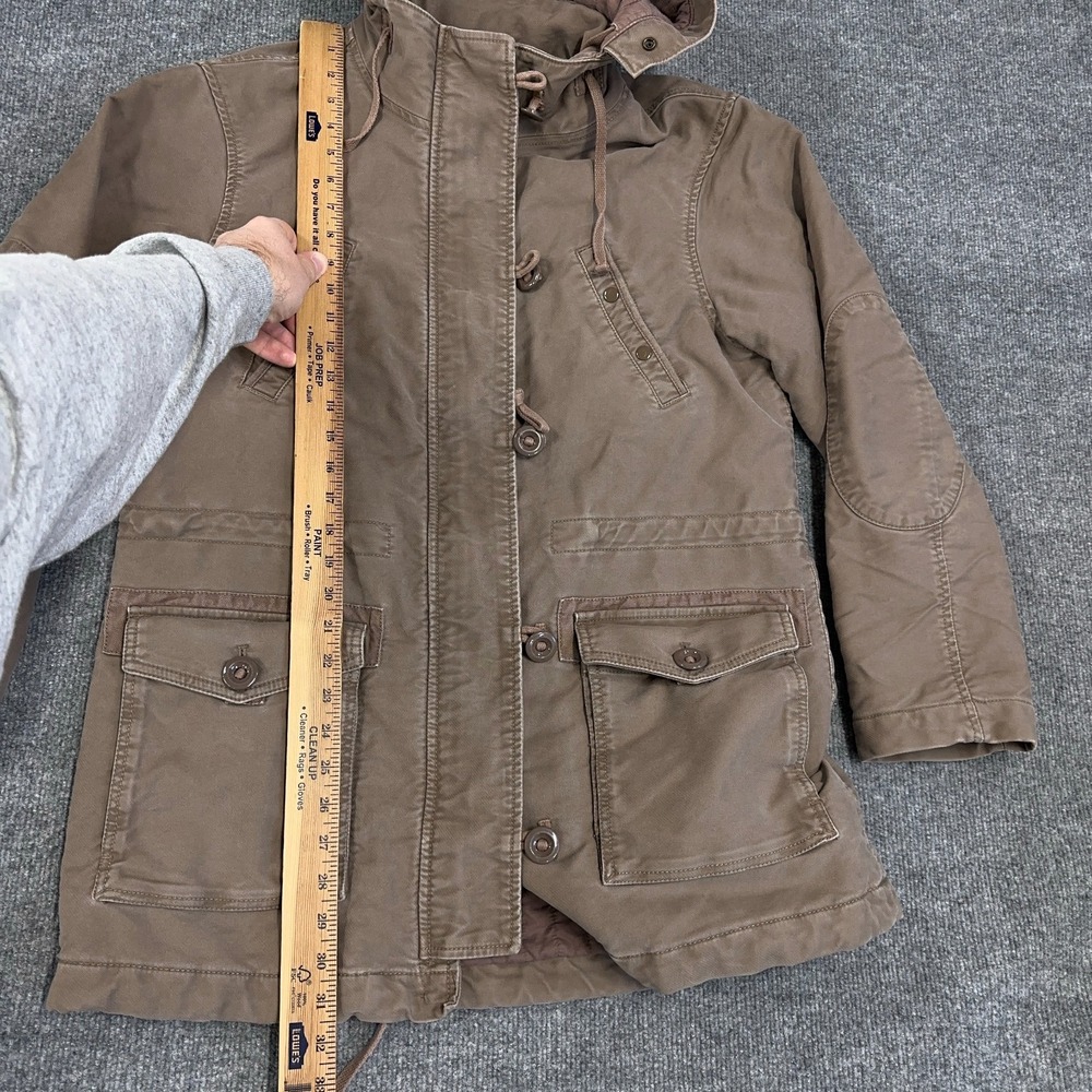 GAP Jacket Women M Brown Hooded Parka Coat Full Zip Toggle Button Military Chore - Picture 8 of 10